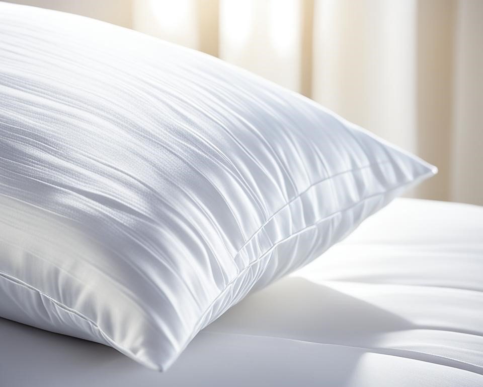 a silky pillow, with soft strands of silk gently flowing and catching the light