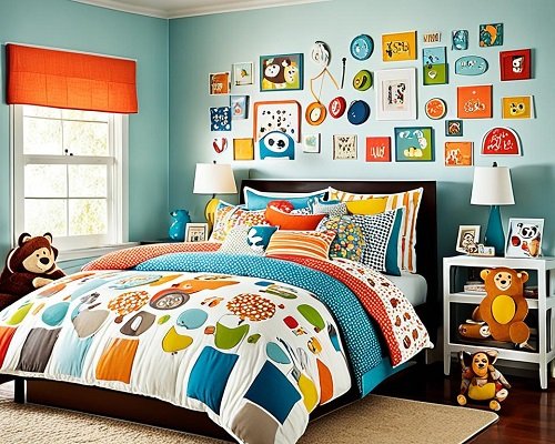 Bed room setting with the Super Soft & Cuddly Decorative Throw Pillows for Kids 
