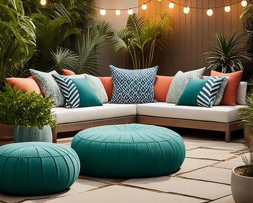 indoor outdoor floor poufs