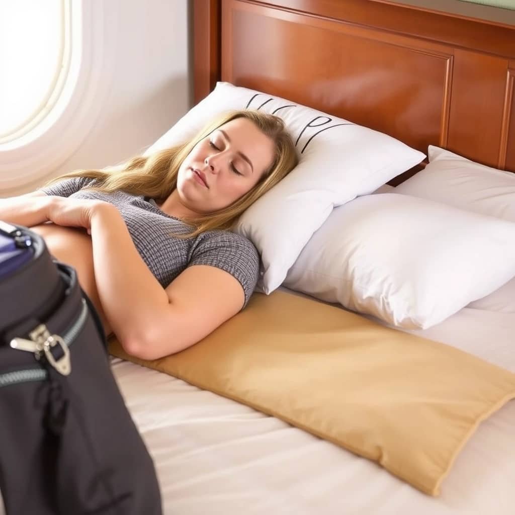 Using a travel pillow for sleeping in bed